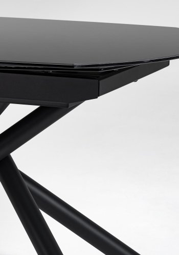 KAVE HOME Yodalia spisebord, m. udtrk - glas, sort porceln og stl (130(190)x100)