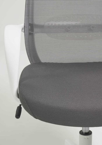 KAVE HOME Melva skrivebordsstol, justerbar, m. armln, hjul og drejefunktion - grt stof/hvidt plast