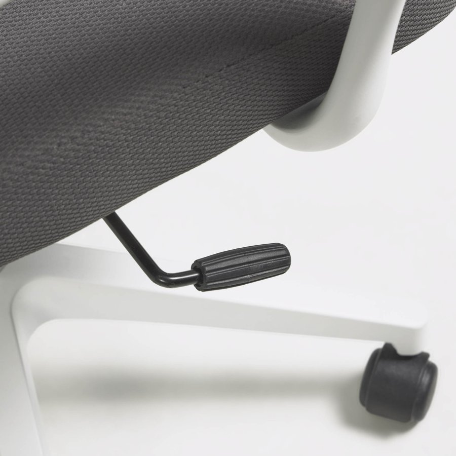 KAVE HOME Melva skrivebordsstol, justerbar, m. armln, hjul og drejefunktion - grt stof/hvidt plast