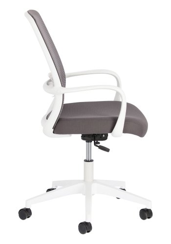 KAVE HOME Melva skrivebordsstol, justerbar, m. armln, hjul og drejefunktion - grt stof/hvidt plast