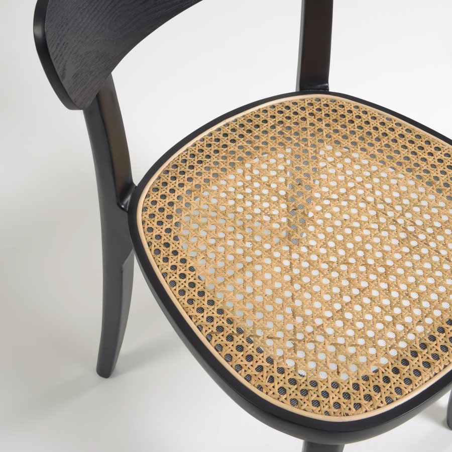 KAVE HOME Romane spisebordsstol - natur rattan og sort askefinér/bgetr