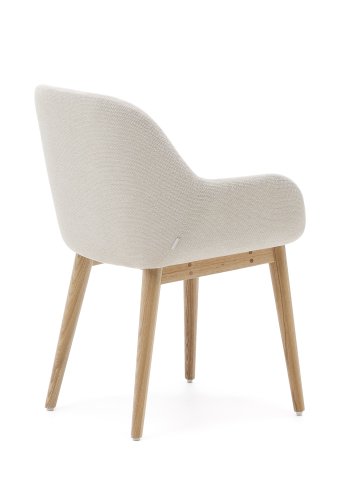 KAVE HOME Konna stol i beige med ben af massivt asketr i naturlig finish