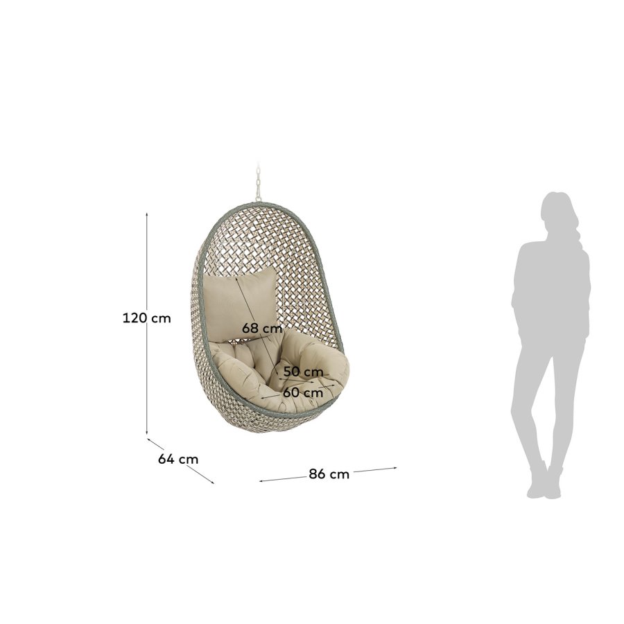 KAVE HOME Cira hngestol, m. hynder - polyester og multifarvet polyrattan