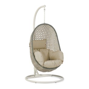 KAVE HOME Cira hngestol, m. hynder og stativ - polyester, multifarvet polyrattan og stl