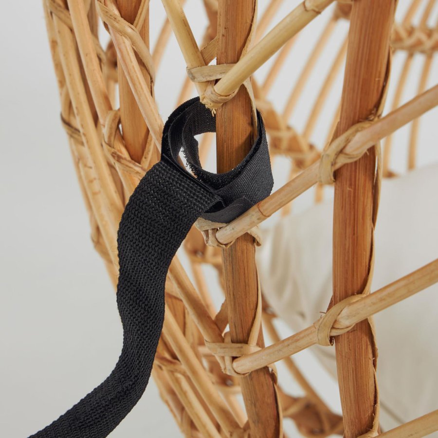 KAVE HOME hngestol, m. hynde og stativ - natur rattan og lysegr metal