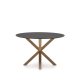 KAVE HOME Argo spisebord, rund - matteret sort glas og stl med trfinish (120)