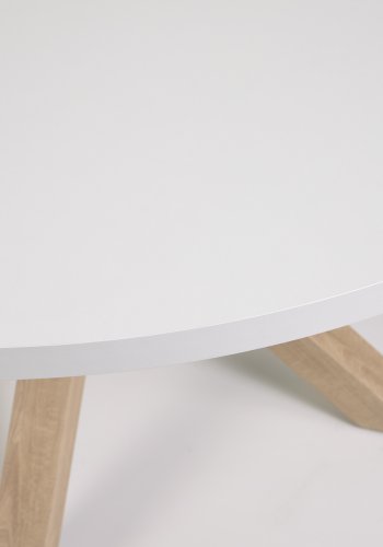 KAVE HOME Fuld Argo spisebord, rund - hvid melamin og natur stl med treffekt (120)