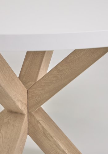 KAVE HOME Fuld Argo spisebord, rund - hvid melamin og natur stl med treffekt (120)