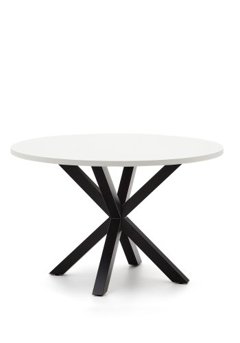 KAVE HOME Argo spisebord, rund - hvid melamin og sort stl (120)