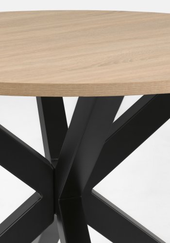 KAVE HOME Fuld Argo spisebord, rund - natur melamin og sort stl (120)