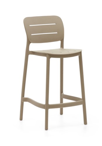 KAVE HOME Morella udendrs barstol, m. rygln og fodsttte - beige plast