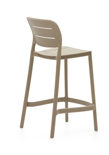 KAVE HOME Morella udendrs barstol, m. rygln og fodsttte - beige plast