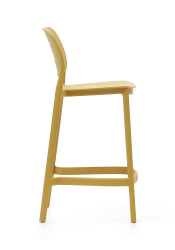 KAVE HOME Morella udendrs barstol, m. rygln og fodsttte - sennepsgul plast