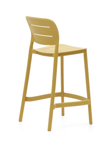 KAVE HOME Morella udendrs barstol, m. rygln og fodsttte - sennepsgul plast