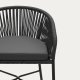 KAVE HOME Yanet barstol, m. hynde, armln og fodsttte - sort snor og sort stl