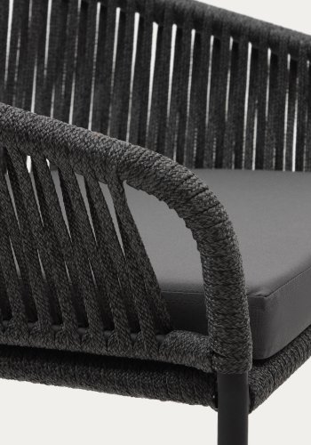 KAVE HOME Yanet barstol, m. hynde, armln og fodsttte - sort snor og sort stl