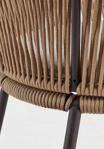 KAVE HOME Yanet barstol, m. hynde, armln og fodsttte - beige snor og stl