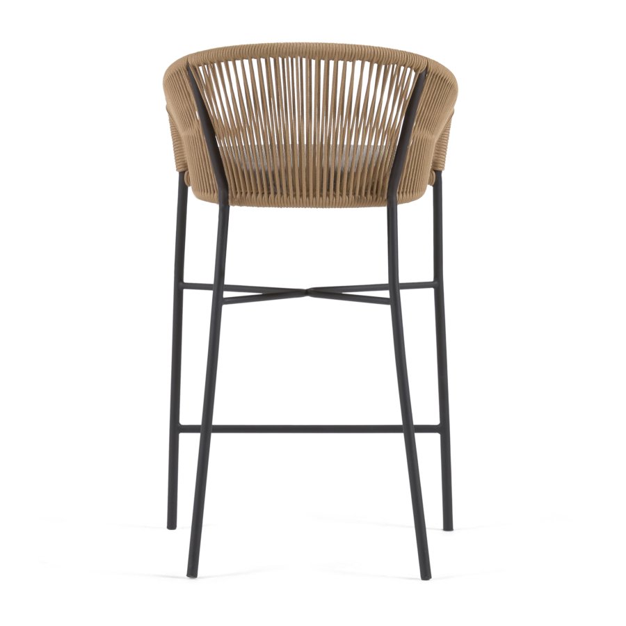 KAVE HOME Yanet barstol, m. hynde, armln og fodsttte - beige snor og stl