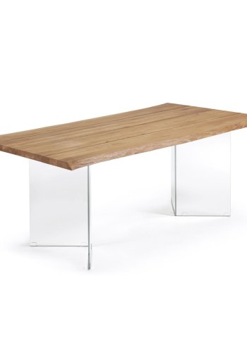 KAVE HOME Lotty spisebord, rektangulr - natur egefinér og klar glas (180x100)