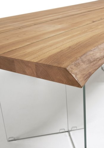 KAVE HOME Lotty spisebord, rektangulr - natur egefiner og klar glas (160x90)