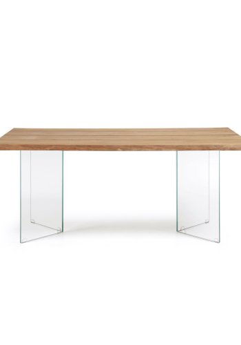 KAVE HOME Lotty spisebord, rektangulr - natur egefiner og klar glas (160x90)