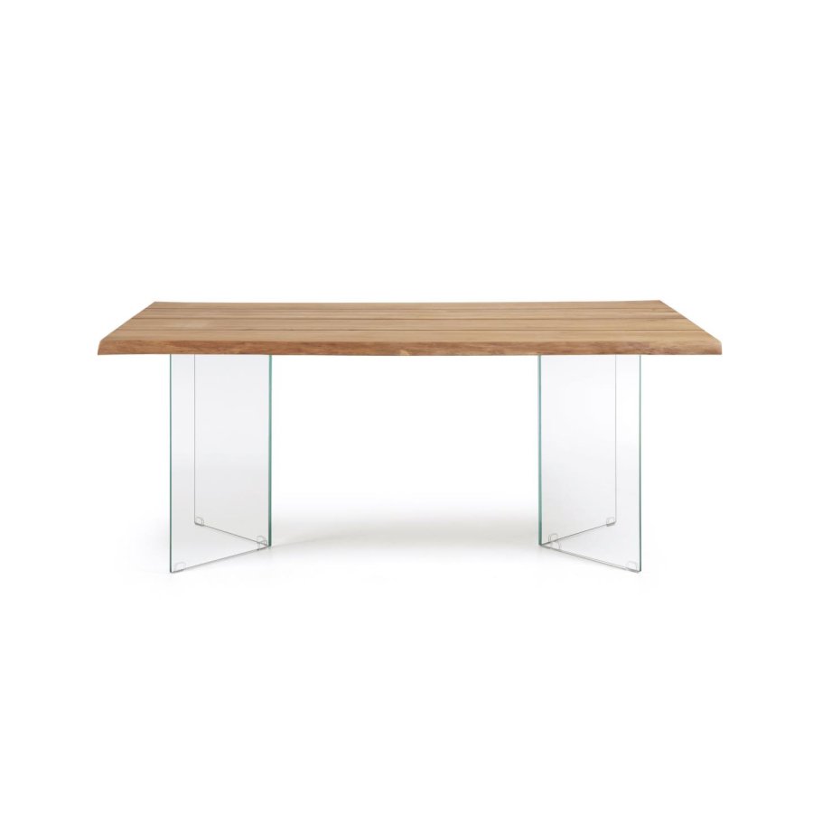 KAVE HOME Lotty spisebord, rektangulr - natur egefiner og klar glas (160x90)
