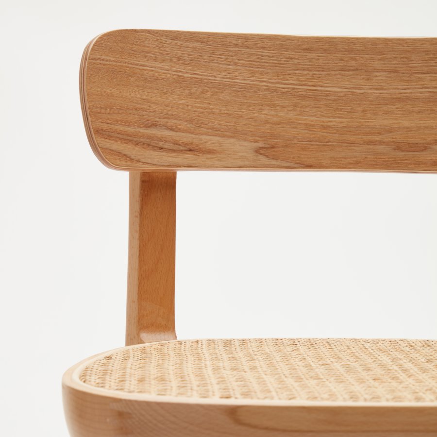 KAVE HOME Romane barstol, m. rygln og fodsttte - natur rattan og natur/sort askefiner/bg