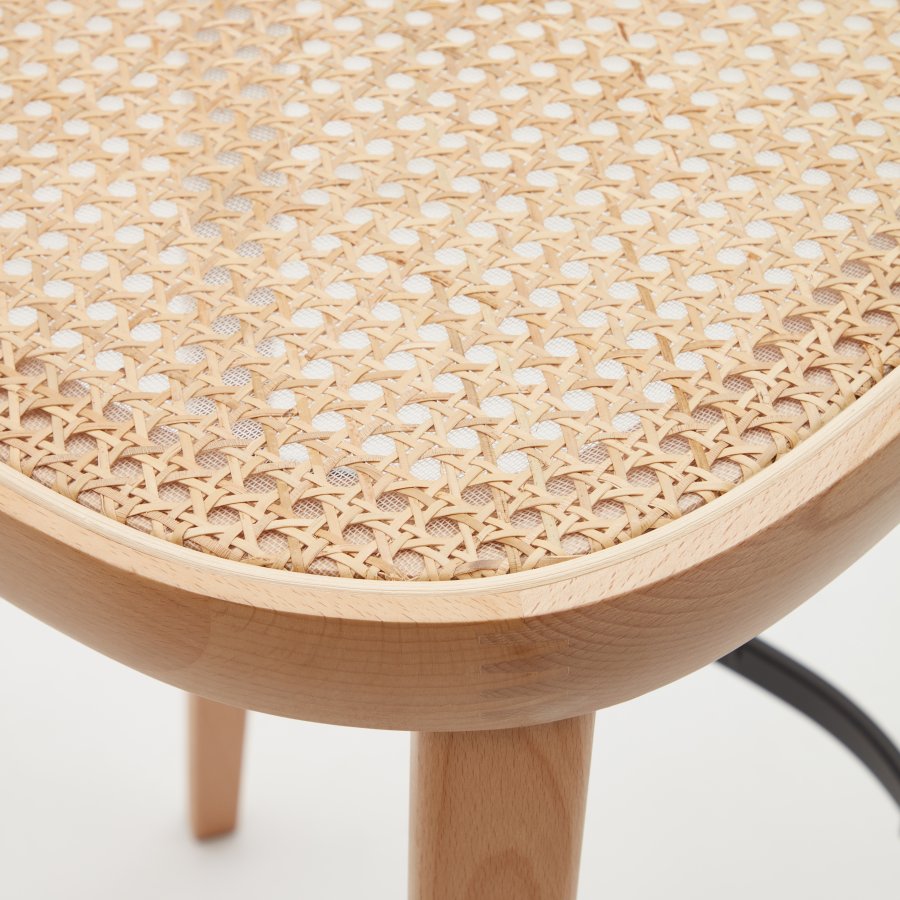 KAVE HOME Romane barstol, m. rygln og fodsttte - natur rattan og natur/sort askefiner/bg