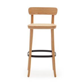 KAVE HOME Romane barstol, m. rygln og fodsttte - natur rattan og natur/sort askefiner/bg