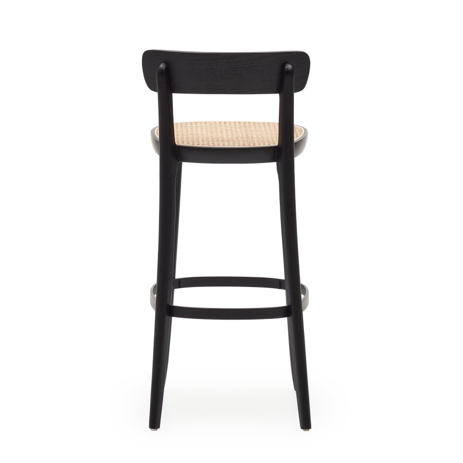 KAVE HOME Romane barstol, m. rygln og fodsttte - natur rattan og sort askefiner/bg