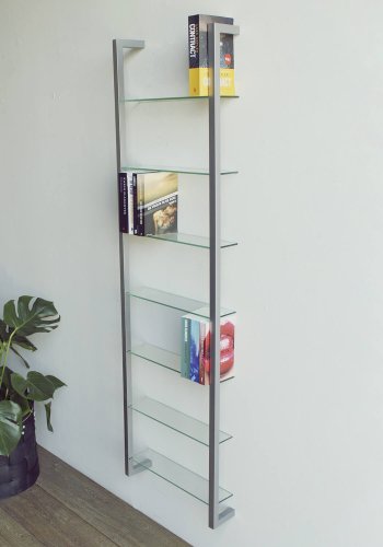 SPINDER DESIGN rektangulr Cubic reol, m. 7 hylder - glas og gr stl