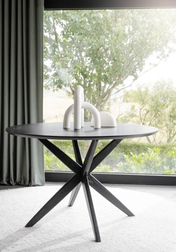 ROWICO Calverton spisebord, rund - sort egefiner og eg (120)