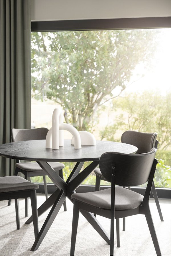 ROWICO Calverton spisebord, rund - sort egefiner og eg (120)