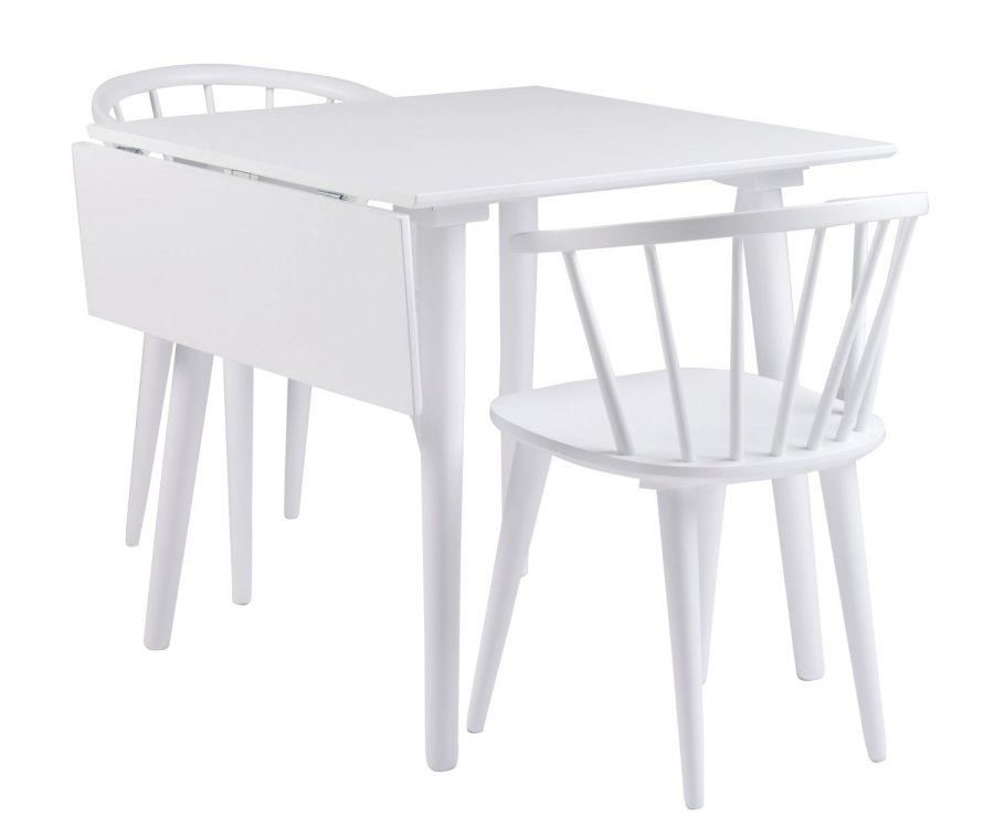 ROWICO Lotta spisebord - hvid m. klap, kvadratisk (80x80+25) 