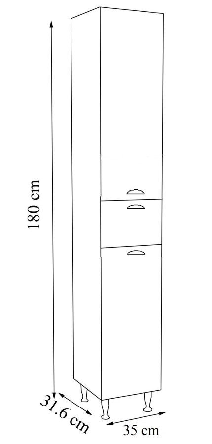 VCM NORDIC Casalo badevrelse hjskab, m. 2 lger, 2 hylder, 1 skuffe - hvid tr