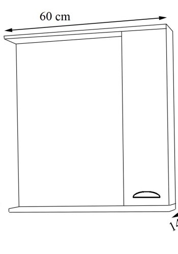 VCM NORDIC Casalo L badevrelse spejlskab, m. lys, 1 lge, 2 hylder - spejlglas og hvid tr (60cm)