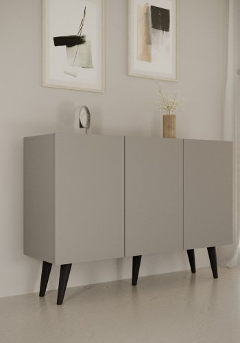 KOCOT Toronto kommode, m. 3 lger og 3 hylder - gr bgetr