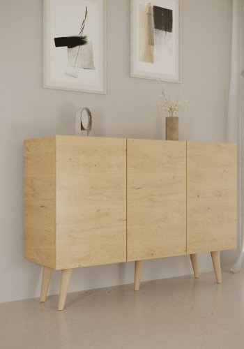 KOCOT Toronto kommode, m. 3 lger og 3 hylder - natur bgetr