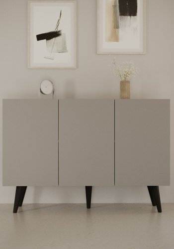 KOCOT Toronto kommode, m. 3 lger og 3 hylder - gr bgetr