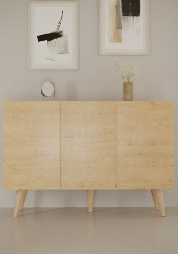 KOCOT Toronto kommode, m. 3 lger og 3 hylder - natur bgetr