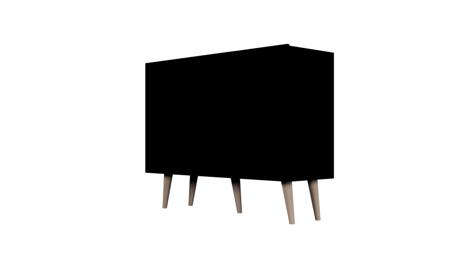 KOCOT Toronto kommode, m. 3 lger og 3 hylder - sort bgetr