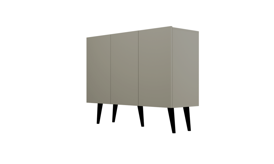 KOCOT Toronto kommode, m. 3 lger og 3 hylder - gr bgetr