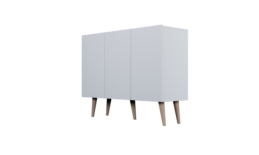 KOCOT Toronto kommode, m. 3 lger og 3 hylder - hvid bgetr