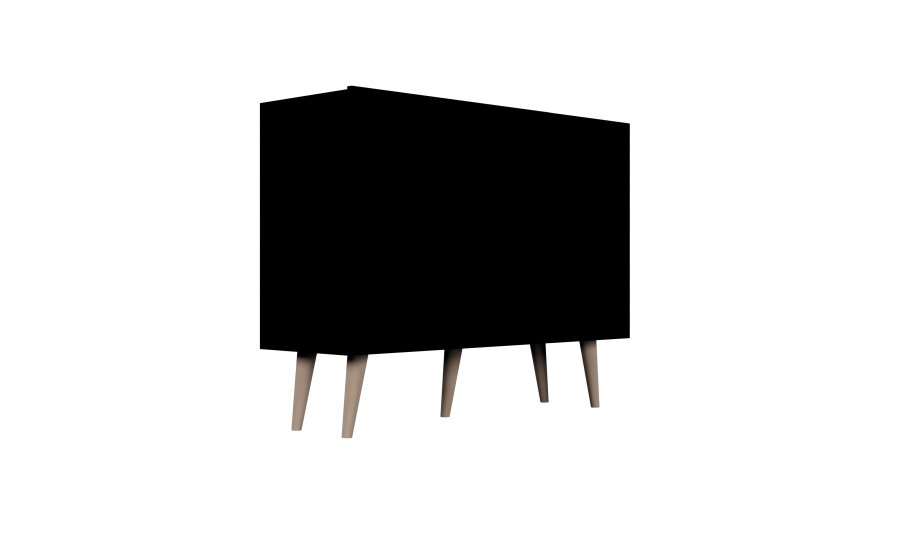 KOCOT Toronto kommode, m. 3 lger og 3 hylder - sort bgetr