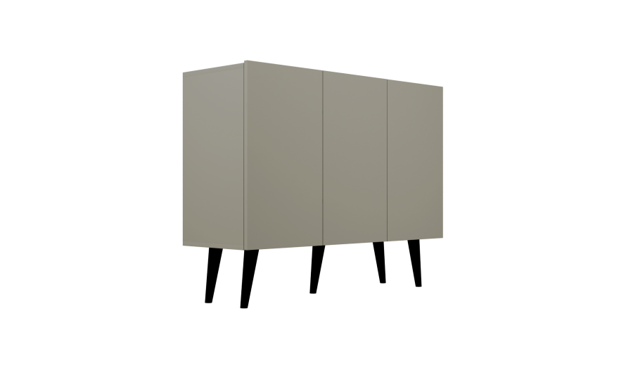 KOCOT Toronto kommode, m. 3 lger og 3 hylder - gr bgetr