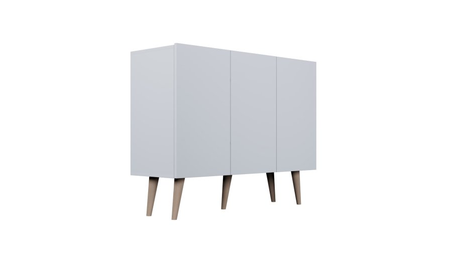 KOCOT Toronto kommode, m. 3 lger og 3 hylder - hvid bgetr