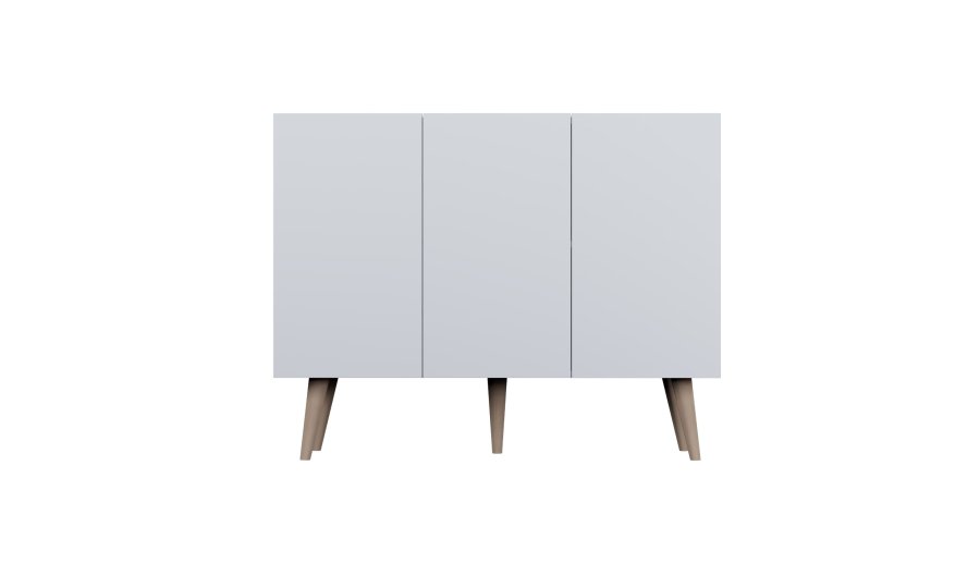 KOCOT Toronto kommode, m. 3 lger og 3 hylder - hvid bgetr