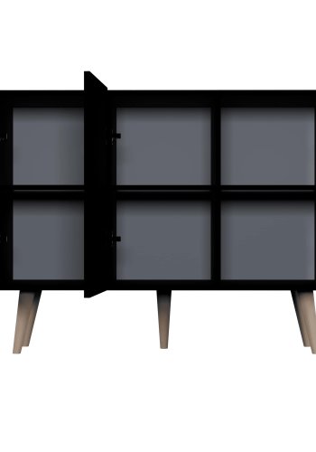 KOCOT Toronto kommode, m. 3 lger og 3 hylder - sort bgetr