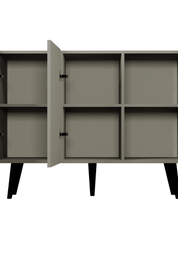 KOCOT Toronto kommode, m. 3 lger og 3 hylder - gr bgetr