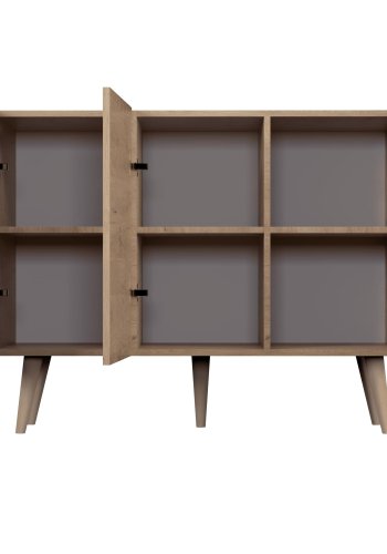 KOCOT Toronto kommode, m. 3 lger og 3 hylder - natur og sort bgetr